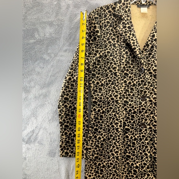 VTG Entrancy Leopard Button Shirt Teddy Jacket Lightweight USA Small Y2K 80s 90s - Picture 12 of 16